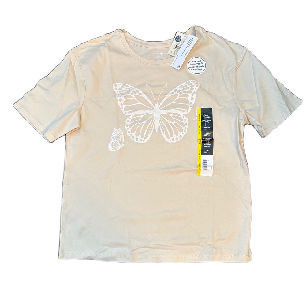George Cream Butterfly Kids T-Shirt - Size L (10-12)
